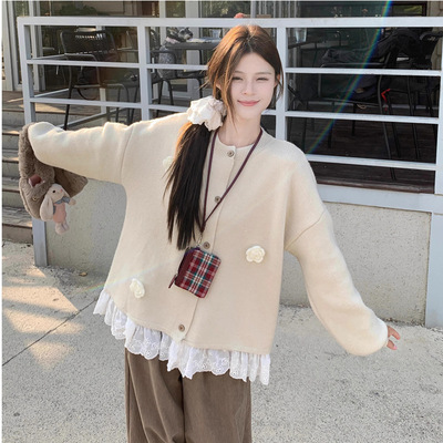 甜美感拼接袖口设计感立