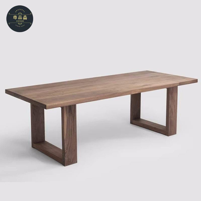 北欧实木餐桌 家用吃饭桌子设计师办公桌原木大板桌会议桌工作台