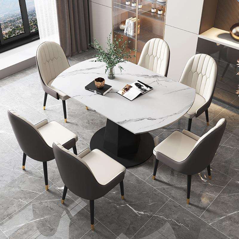 TXP2佐慕岩板餐桌椅组合小户型家用现代轻奢客简约旋转圆形饭桌款