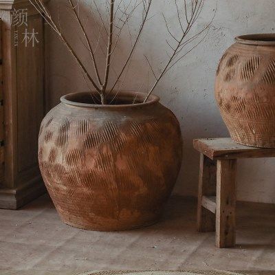 土色大圆罐坛子土缸宽口落地陶罐花盆仛寂大罐花缸民宿干支搭配盆,家居饰品,花瓶,淘宝优惠券,粉丝福利购,淘宝优惠卷