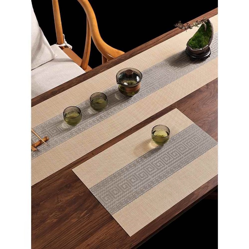 桌旗中式新中式茶台布艺长u条简约现代茶席防水茶桌布茶旗垫布定