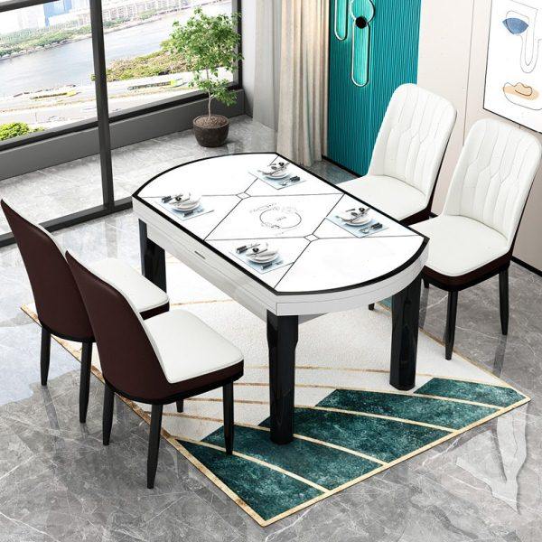 实木餐桌椅组合家用小户型饭桌多功能伸缩折叠可变圆桌钢化玻璃桌,住宅家具,玻璃餐桌,淘宝优惠券,粉丝福利购,淘宝优惠卷