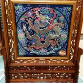 五彩织金升龙屏风 吉祥云锦 新款 南京特产出国礼品南京云锦研究所