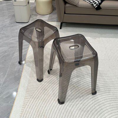 塑料透明亚克力凳子可叠放家用加厚客厅餐桌方板凳轻奢简约高椅子