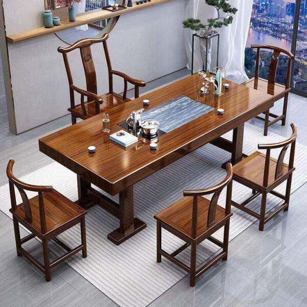 新中式家用办公泡功夫茶桌一体一整套大板茶桌茶台实木茶桌椅组合