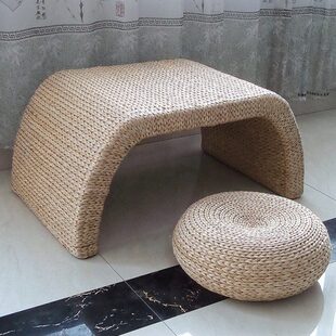 草编茶几藤编榻榻米茶几茶室桌子飘窗几座椅凳炕桌牌桌客厅茶几