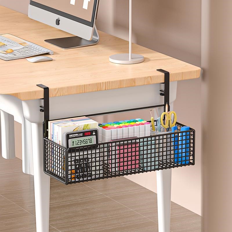 桌下收纳置物架办公室书桌整理架桌边桌底挂篮Q筐盒悬挂式工位神