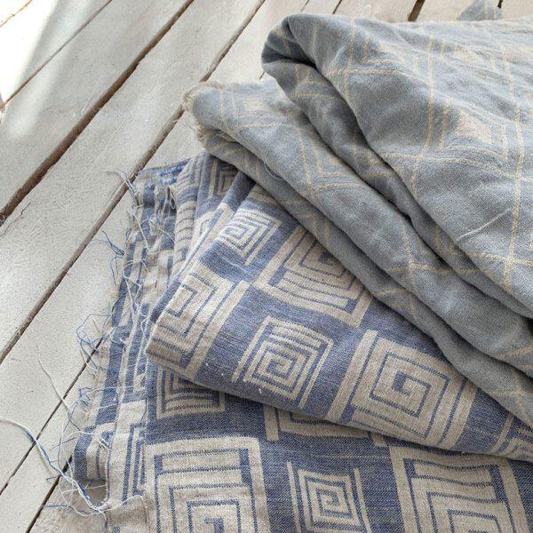 燕回 出口双层几何图案提花亚麻棉宽幅2.8m面料可做床品凉席盖毯