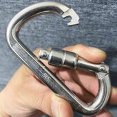 高承重316不锈钢挂扣户外攀岩登山扣D型自锁勾拖车扣人货垂降索扣