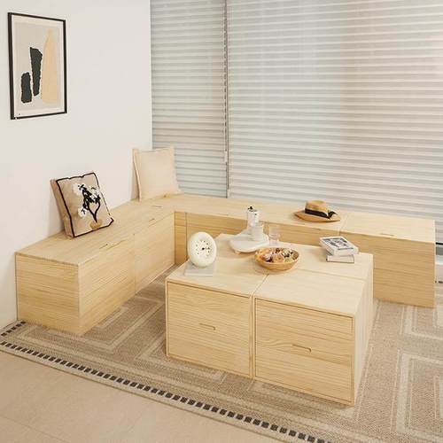 榻榻米实木飘窗收纳箱加宽拼接床可坐阳台卧室收纳柜定制矮柜地柜