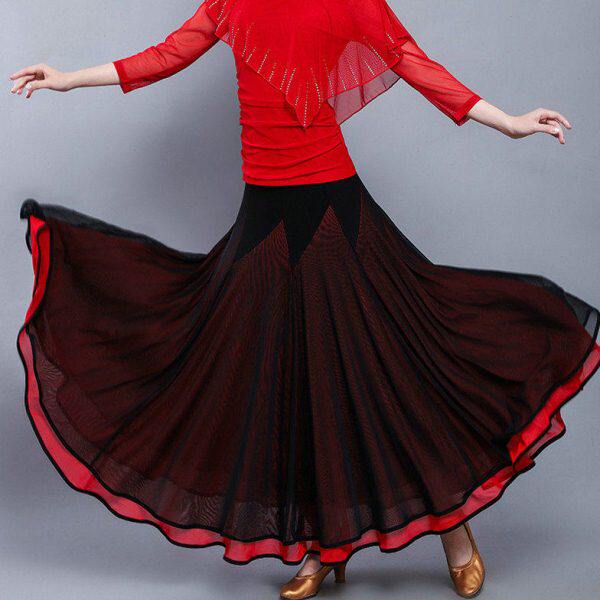 半身裙高腰舞蹈大摆长裙夏中老年摩登国标交谊舞广场拉丁舞跳舞裙