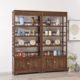 胡桃色带灯茶叶展示柜实木中式 博古架榆木书架书柜茶店置物架定制