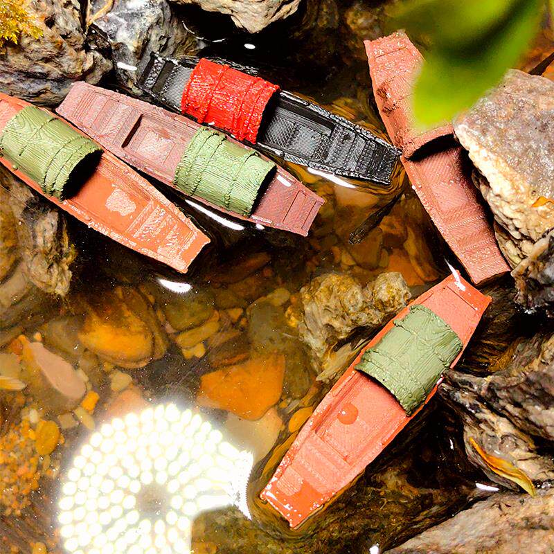 鱼缸造景小摆件下水漂浮乌篷船假山微景观水陆缸庭院盆景书房模型