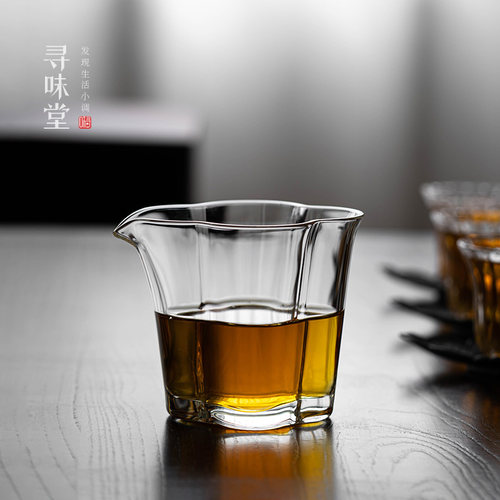 优质玻璃海棠公道杯耐热高硼硅茶海加厚K花口分茶器功夫茶具匀杯