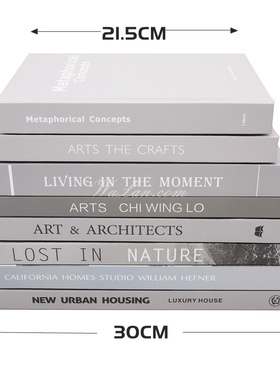 样板房灰色外文装饰书仿真书道具书 英文简约现代精装硬壳书摆件