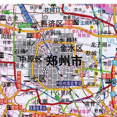 2024新款 郑州市地图墙贴 超大巨幅 行政区划图 交通装饰画海报