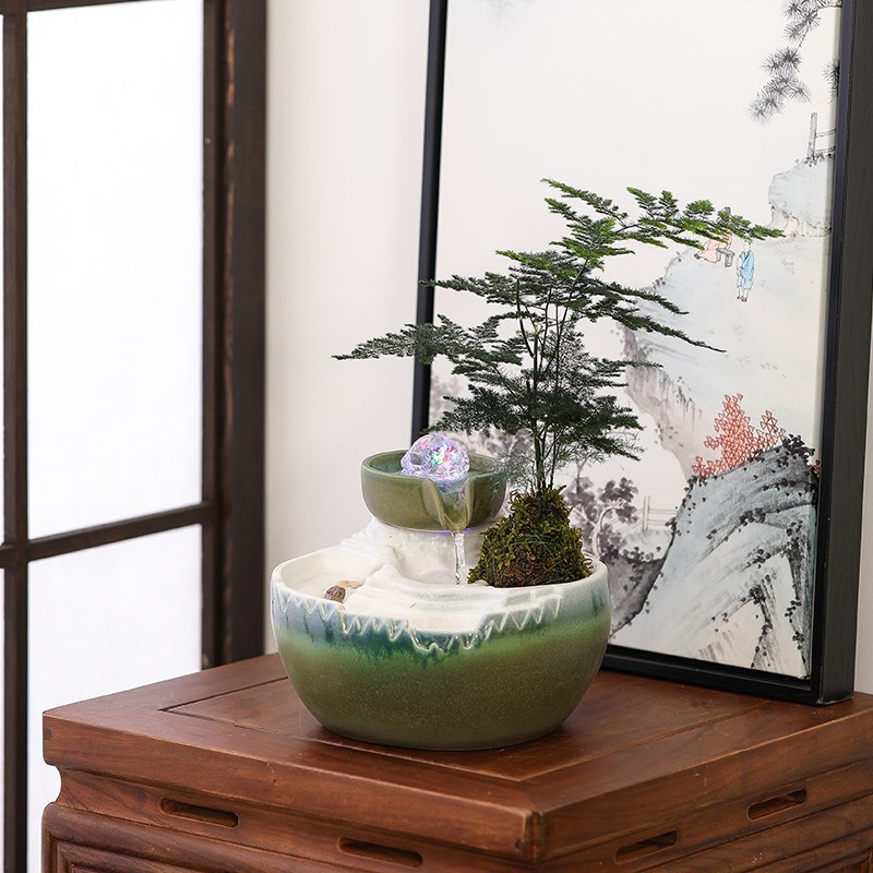 财源滚滚流水摆件中式桌面招财摆件家用办公室简雅设计装饰礼品