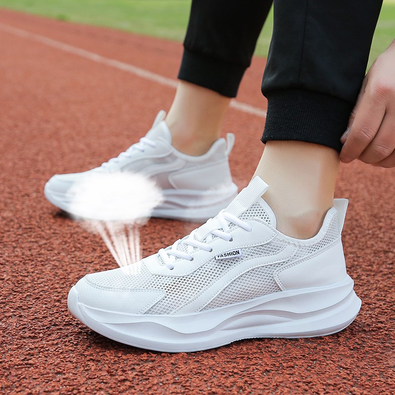 夏季男鞋镂空单网面跑步鞋透气防臭薄款小白鞋男士网鞋轻便运动鞋