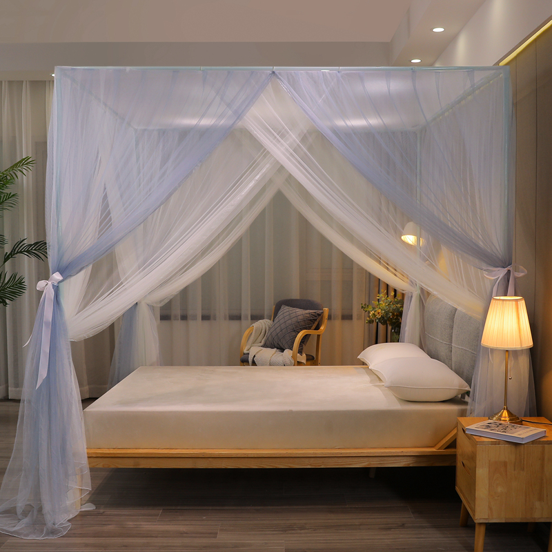 A类蚊帐双层纱家用宫廷落地式支架三开门夏天儿童加密公主风烤漆