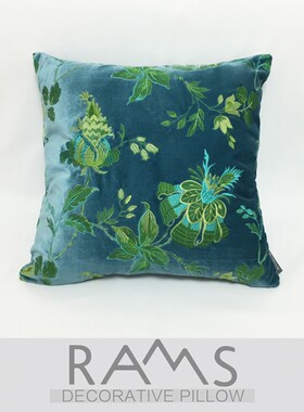 新款中式高档样板房红木沙发刺绣花靠垫抱枕 古典花卉白蓝咖紫色