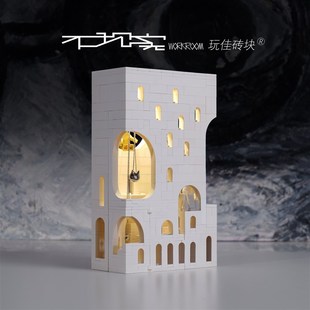 白色积木城堡秘境9号纪念碑谷小颗粒拼装建筑儿童大人玩具礼物