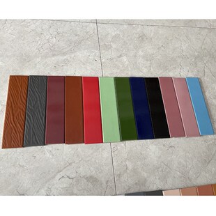 新款6*24外墙砖釉面砖纯色平面亮光砖彩色砖条砖别墅自建房瓷砖村