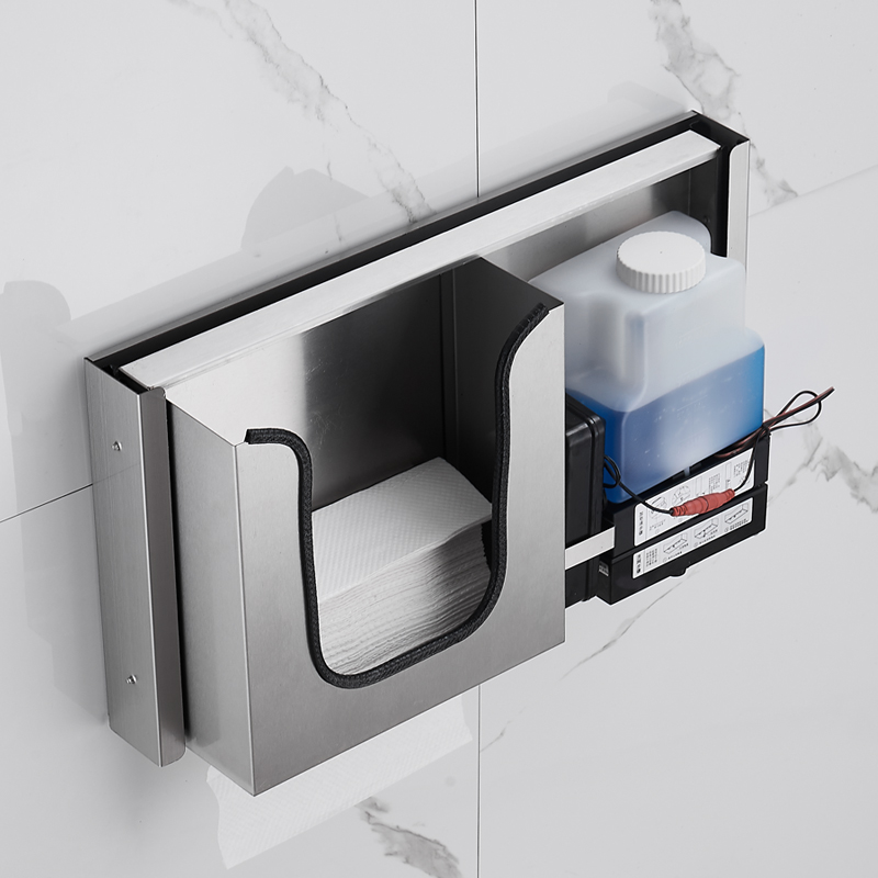 镜柜后暗藏感应皂液器不锈钢擦手抽纸巾盒暗装泡沫洗手机盒嵌入式