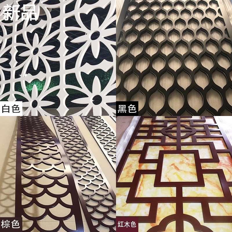PVC花格镂空中式棚顶装饰回纹线木雕条实花板仿古吊顶背景墙新品
