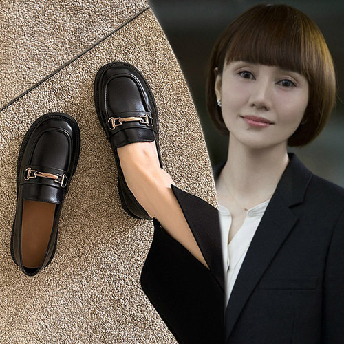 单鞋女2025新款春夏女鞋英伦风小皮鞋黑色平P底乐福鞋jk豆豆鞋子