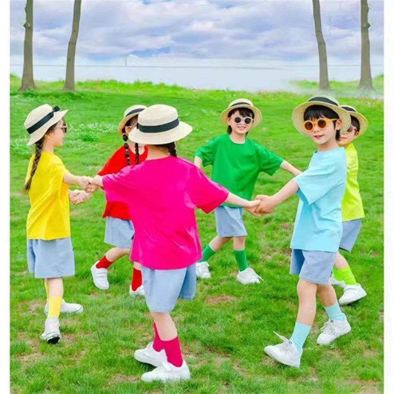 六一儿童糖果色披肩演出班服新款幼儿园园服毕业照小学生啦啦队服