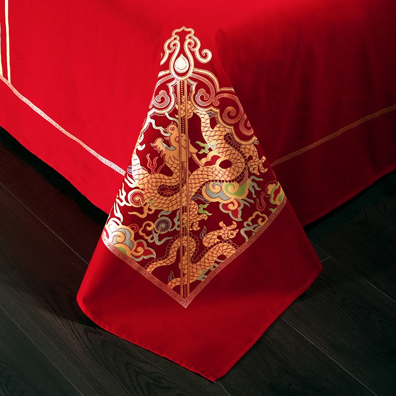 大红色婚庆床单单件100全棉磨毛床单喜庆结婚床被单枕套3件套