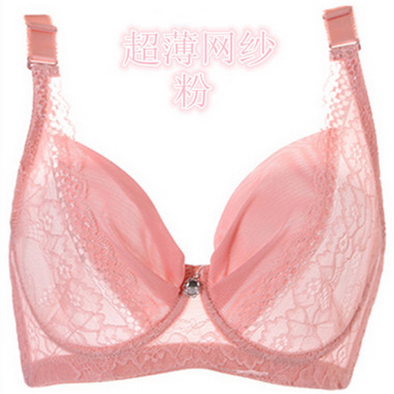 加肥加大码文胸夏超薄款200斤胖mm聚拢收副乳胸罩无海绵透明内衣C