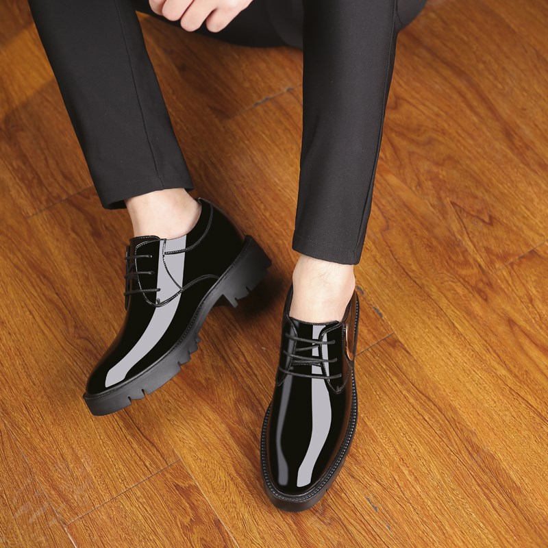 男士增高鞋男10cm隐形内增高男鞋8cm商务正装皮鞋亮皮漆皮厚底简