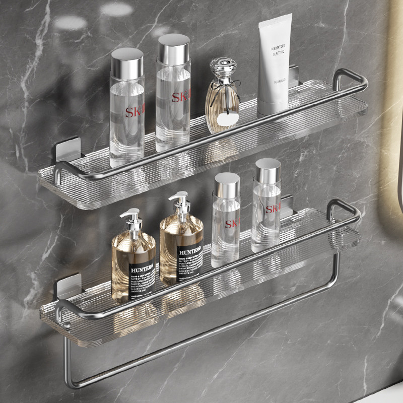 枪灰亚克力浴室置物架免打孔卫生间洗手间厕所洗漱台毛巾收纳壁挂,家庭/个人清洁工具,浴室角架/置物架,淘宝优惠券,粉丝福利购,淘宝优惠卷