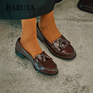 Haruata4515流苏粗跟单鞋子女学生百搭英伦小皮鞋女jk制服鞋乐福