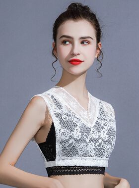 蕾丝V领假d领子女百搭假领配毛衣2021新款春秋打底内搭防走光抹胸