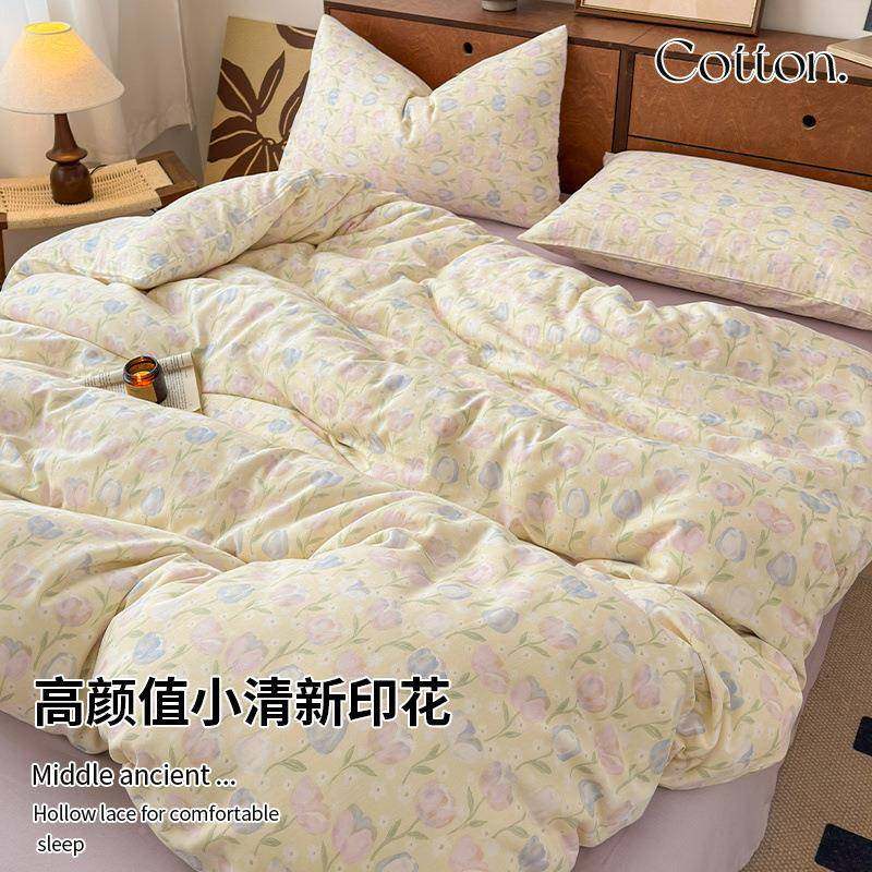 小清新床上四件套被碎花四季用套Jj8Fz5cE单床笠四件套床四通季