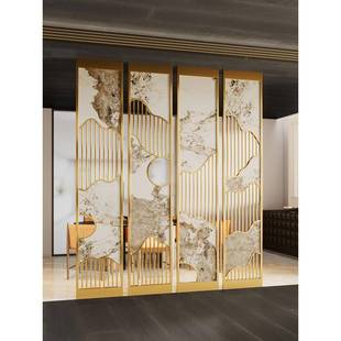 W*断屏隔客厅新现代简约餐厅中式可订纺纱屏风入户玄关镂空格栅遮