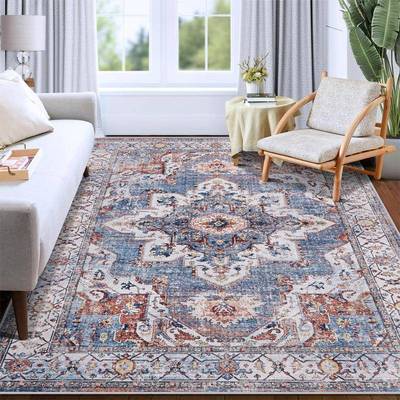 RSX-fyr-亚马逊客厅地毯可水波洗西波米亚东方做旧西地米亚防滑毯