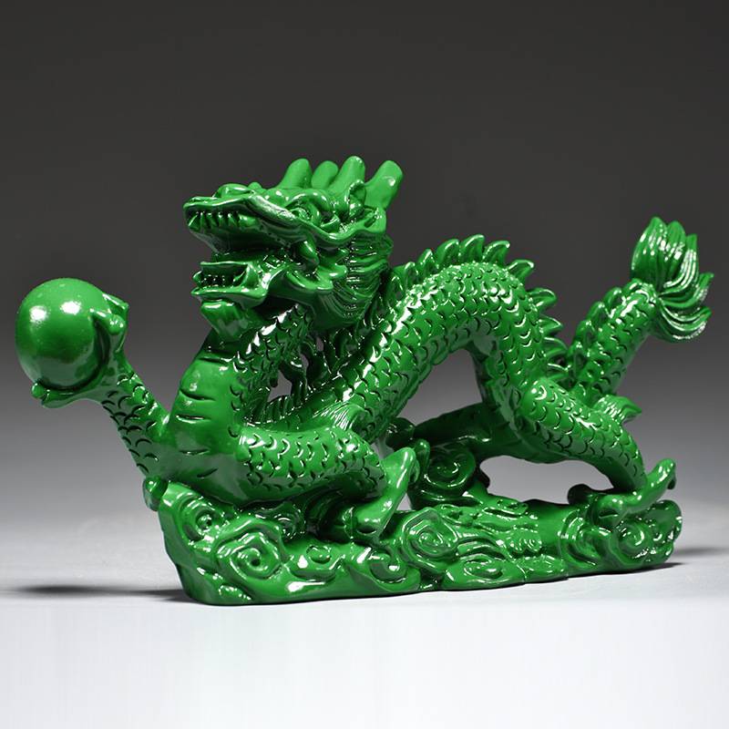 绿色木质龙青龙摆件木制十二生肖木头飞龙客厅缺角补角装饰工艺品图片