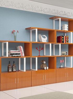 简现代书架落地书约带门储柜柜经济型PDF白色客厅物小柜子自由组