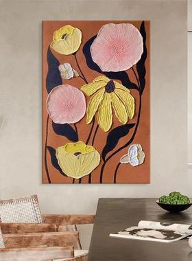 顺丰纯手绘画简美玄关装饰画客餐厅厅抽象艺式术花卉厚UTV涂油肌