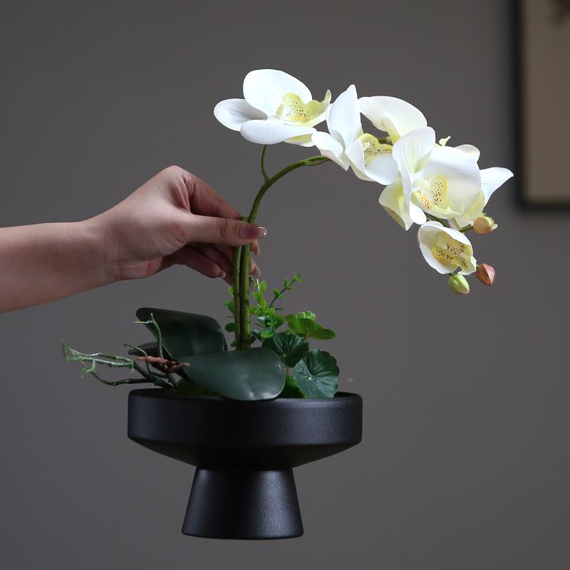 新艺式蝴蝶兰假仿真花摆件餐桌盆栽花摆设客厅盆景中桌2024014面