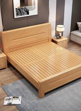 榫卯结构榉米×木实木床工厂直人销1.5米1.63#82米双床20002200大