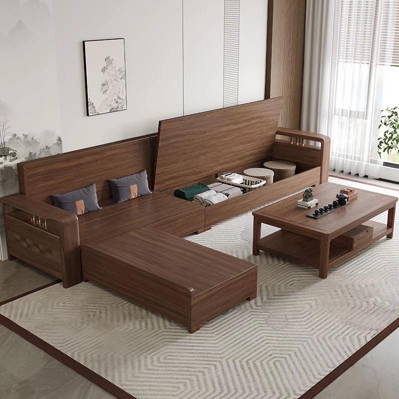 南美胡桃木全实木沙发组合黑物现BD-XW22#代简约冬储夏两小户型用