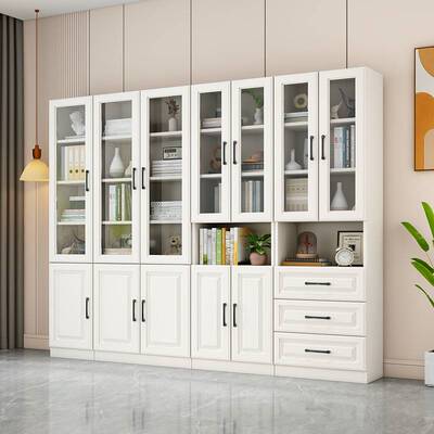 实木组合书柜书架落地柜子储物柜办公文件收纳柜档案柜书橱柜跨境