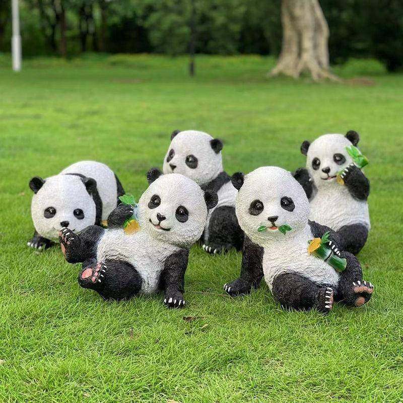 户仿真墅熊猫雕塑摆件庭院装饰花园别院小熊猫子外布园林置景观造