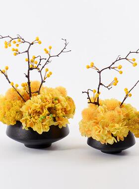 新式黄色软装饰品盆景玄关博古墙TRD-CD05柜售楼处洽谈架餐厅花艺