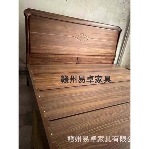 静音床板实木床黑胡架桃8821黑胡实木床木床新式纯实木中1米环8宽