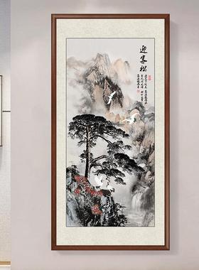 迎关客松国画新中入户玄装饰画中堂画客厅画墙壁挂画走GEZ式廊山